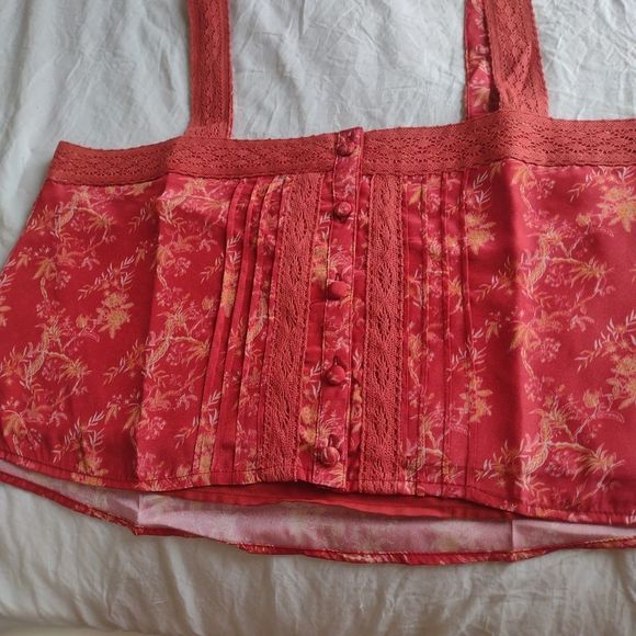 New KREWE red tropical print crop top - Picture 6 of 8